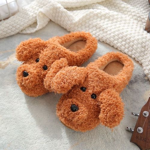 Pantoufles De Maison Chaudes Et Mignonnes Pour Hommes Et Femmes, Chaussures D'hiver, Nouvelle Mode Décontractée, Teddy Dog, Dessin Animé, Fourrure De Cerf, Diapositives,