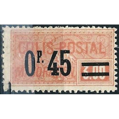 France 1926, Beau Timbre Pour Colis Postal Yvert 37, Majoration, 3f00 Orange Surchargé "0f.45", Neuf* - Sans Gomme.