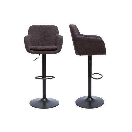 Tabourets De Bar Réglables Tissu Effet Velours Gris Et Métal (Lot De 2) Amika