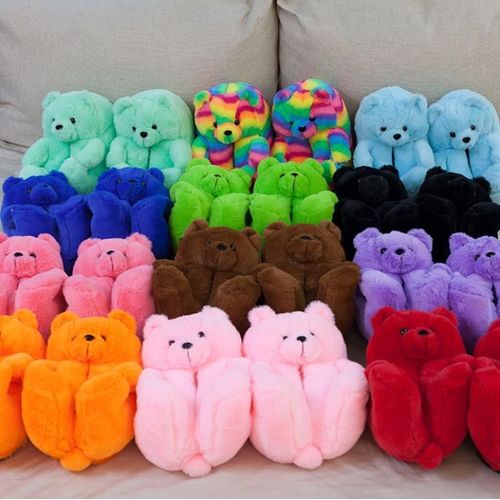 Pantoufles De Maison En Peluche Ours En Peluche Pour Femmes, Marron, Intérieur Doux Antidérapant, Fausse Fourrure, Pantoufles De Maison Mignonnes, Chaussures Chaudes D'hiver Pour Femmes