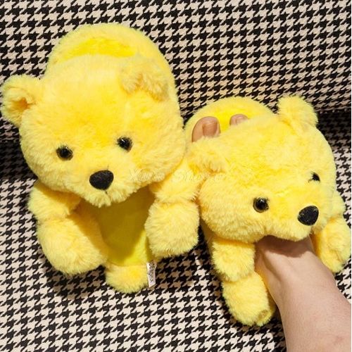 Pantoufles De Maison En Peluche Ours En Peluche Pour Femmes, Marron, Intérieur Doux Antidérapant, Fausse Fourrure, Pantoufles De Maison Mignonnes, Chaussures Chaudes D'hiver Pour Femmes
