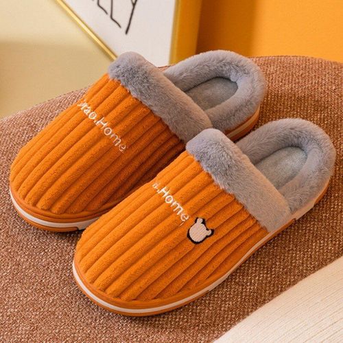 Pantoufles De Maison En Peluche Unisexe, Pantoufles D'hiver Pour Femmes Et Hommes, Pour Couple, Chaussures De Maison En Velours Côtelé Doux Et Confortables, Intérieur Chaud, Enfiler