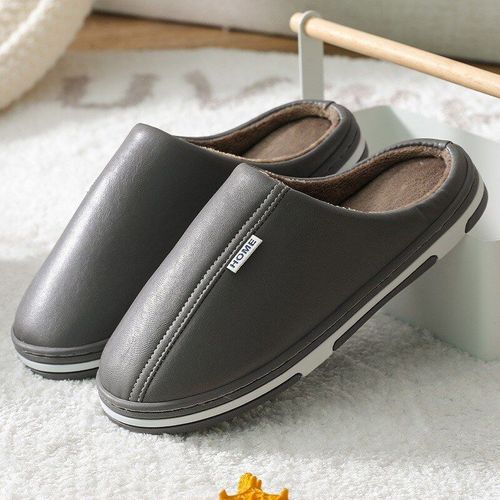 Pantoufles De Maison Imperméables Et Antidérapantes Pour Hommes Et Femmes, Chaussures D'hiver Chaudes D'intérieur En Coton, Semellepaisse Et Souple, Mousse Mémoire De Forme, Pour Couples