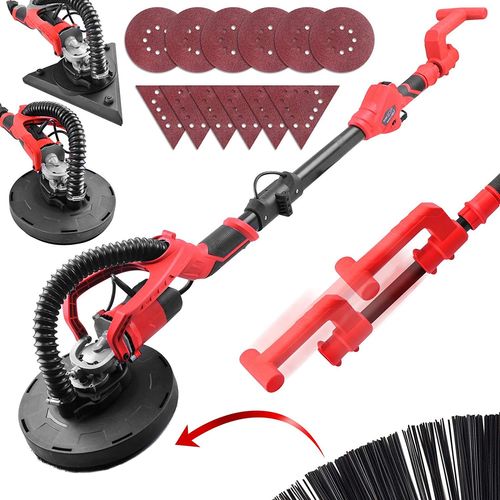 Ponceuse girafe manche télescopique 168 cm 710 watts 12 disques de ponçage 220 mm 2100 tr min plateau rond et triangulaire ponceuse à bras cloison sèche pour plafond mur Helloshop26 01_0000476