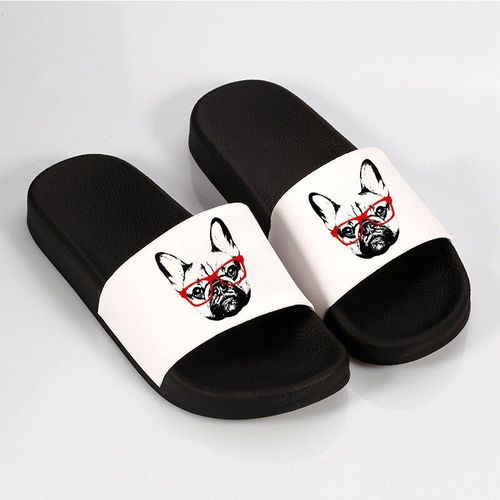 Pantoufles De Plage Talons Plats Pour Femmes, Chaussures La Mode Avec Chien De Dessin Animé, Tongs De Maison, Sandalias Mujer