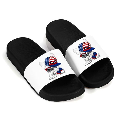Pantoufles De Plage Talons Plats Pour Femmes, Chaussures La Mode Avec Chien De Dessin Animé, Tongs De Maison, Sandalias Mujer