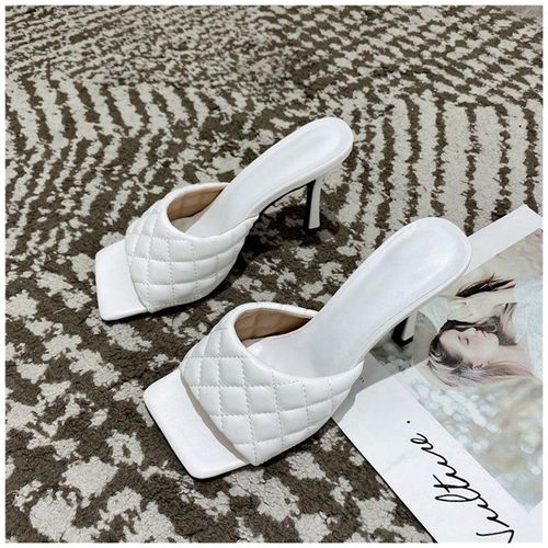 Pantoufles De Plage Pour Femmes, Design De Marque,légantes, Bout Carré, Talons Hauts Fins De 9cm,té, Extérieur, Diapositives,