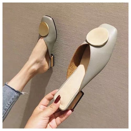 Pantoufles De Styliste Pour Femmes, Mules Enfiler, Chaussures Décontractées Talons Plats, Diapositives De Boucle Britannique, Chaussures Talons Bloc En Bois,