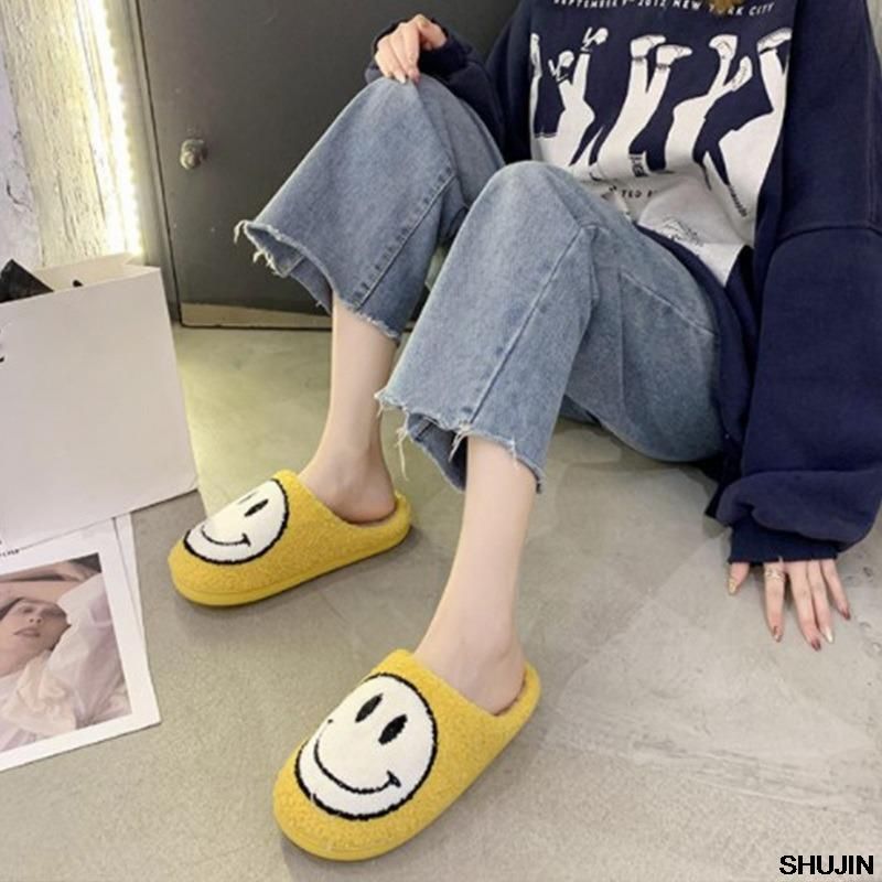 Pantoufles De Visage Smiley Pour Femmes Et Hommes, Pantoufle... - 3