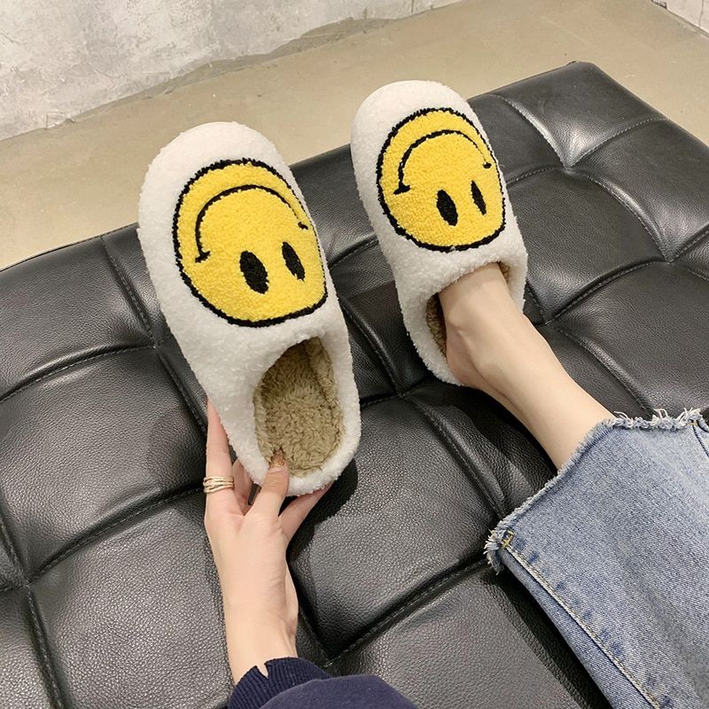Pantoufles Smiley Bleues Pour Femmes Et Hommes, Pantoufles ... - 3