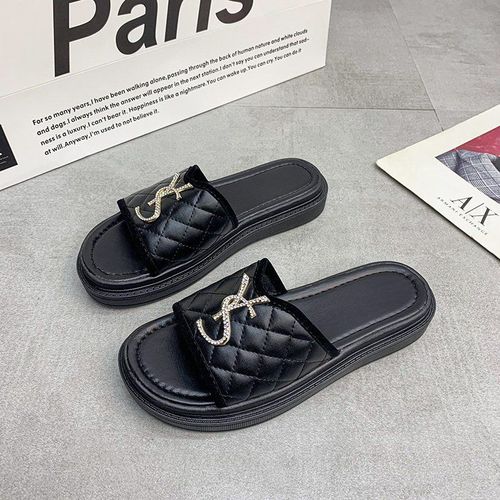 Pantoufles Plateforme Pour Femmes, Tongs De Marque De Luxe, Chaussures De Stylistes Décontractées Bout Ouvert, Sandales D'extérieur Et D'intérieur