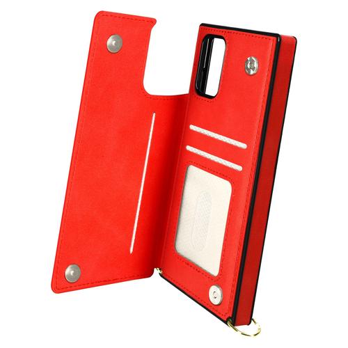 Coque Cordon Samsung Galaxy S20 Fe Avec Porte-Cartes Support Vidéo Lanière Rouge