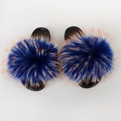 Pantoufles En Fourrure De Raton Laveur Pour Femmes, Sandales En Peluche, Chaussures De Maison Pelucheuses, Tongs Mignonnes Pour Filles, Grande