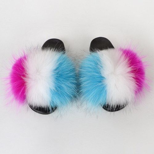 Pantoufles En Fourrure De Raton Laveur Pour Femmes, Sandales En Peluche, Chaussures De Maison Pelucheuses, Tongs Mignonnes Pour Filles, Grande