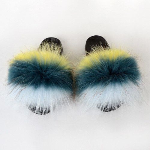 Pantoufles En Fourrure De Raton Laveur Pour Femmes, Sandales En Peluche, Chaussures De Maison Pelucheuses, Tongs Mignonnes Pour Filles, Grande