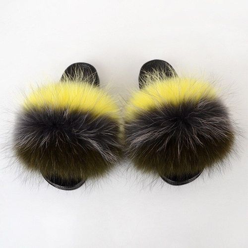 Pantoufles En Fourrure De Raton Laveur Pour Femmes, Sandales En Peluche, Chaussures De Maison Pelucheuses, Tongs Mignonnes Pour Filles, Grande