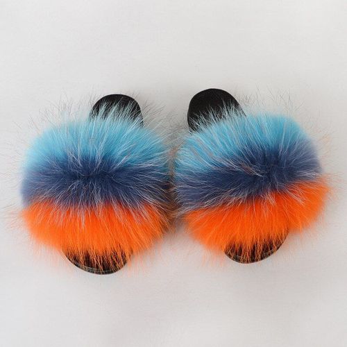 Pantoufles En Fourrure De Raton Laveur Pour Femmes, Sandales En Peluche, Chaussures De Maison Pelucheuses, Tongs Mignonnes Pour Filles, Grande