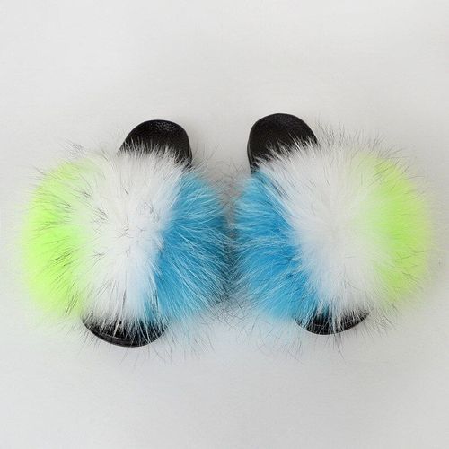 Pantoufles En Fourrure De Raton Laveur Pour Femmes, Sandales En Peluche, Chaussures De Maison Pelucheuses, Tongs Mignonnes Pour Filles, Grande