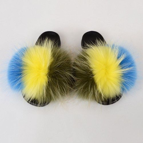 Pantoufles En Fourrure De Raton Laveur Pour Femmes, Sandales En Peluche, Chaussures De Maison Pelucheuses, Tongs Mignonnes Pour Filles, Grande