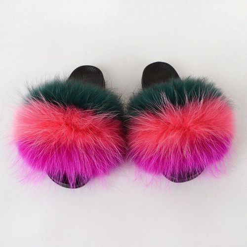 Pantoufles En Fourrure De Raton Laveur Pour Femmes, Sandales En Peluche, Chaussures De Maison Pelucheuses, Tongs Mignonnes Pour Filles, Grande