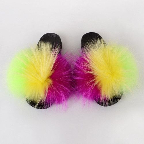 Pantoufles En Fourrure De Raton Laveur Pour Femmes, Sandales En Peluche, Chaussures De Maison Pelucheuses, Tongs Mignonnes Pour Filles, Grande