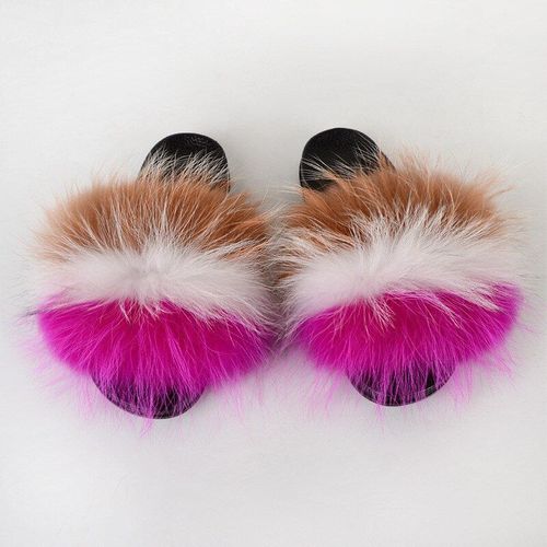 Pantoufles En Fourrure De Raton Laveur Pour Femmes, Sandales En Peluche, Chaussures De Maison Pelucheuses, Tongs Mignonnes Pour Filles, Grande