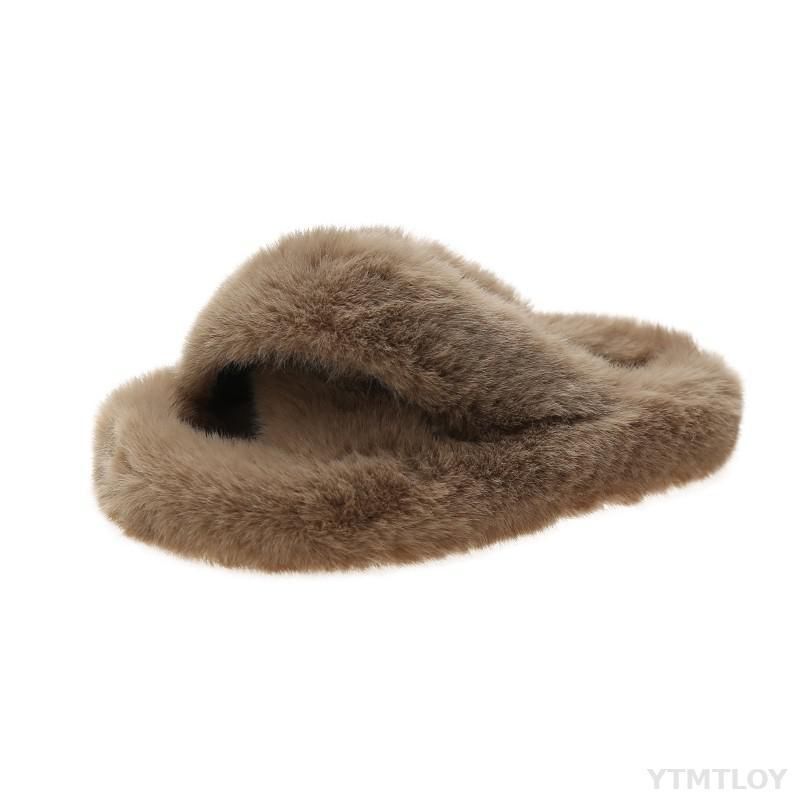 Pantoufles D't En Fourrure De Raton Laveur Pour Femmes, To...