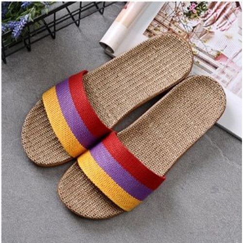 Pantoufles D'été En Lin Pour Femmes Et Hommes, Diapositives Décontractées En Lin, Multi-Style Antidérapant Eva Tongs De Maison, Chaussures D'intérieur, Sandales Pour Femmes