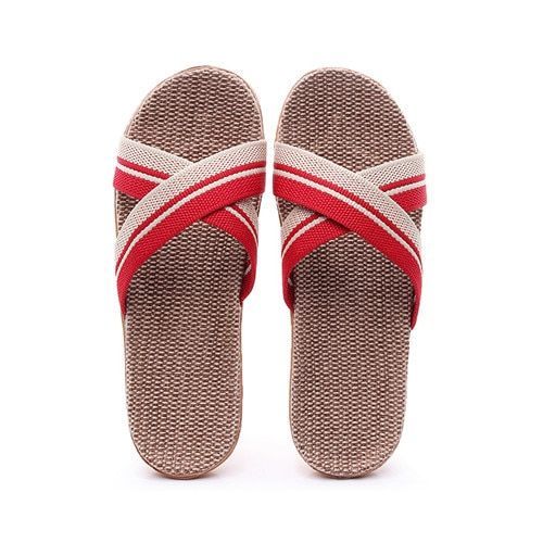 Pantoufles D'été En Lin Pour Femmes Et Hommes, Diapositives Décontractées En Lin, Multi-Style Antidérapant Eva Tongs De Maison, Chaussures D'intérieur, Sandales Pour Femmes