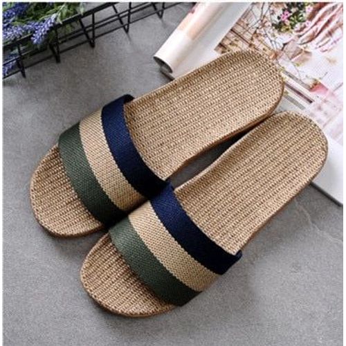 Pantoufles D'été En Lin Pour Femmes Et Hommes, Diapositives Décontractées En Lin, Multi-Style Antidérapant Eva Tongs De Maison, Chaussures D'intérieur, Sandales Pour Femmes