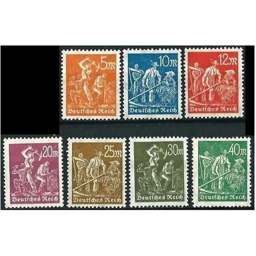 Allemagne, Rép. De Weimar, 1922 - 23, 7 Beaux Timbres Série Mineurs Et Paysans, Yvert 176 177 179 180 239 240 & 241, Neufs** & *.