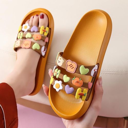 Pantoufles Mignonnes Pour Femmes Et Hommes, Sandales Semellepaisse, Motif De Dessin Animé, Fruits, Pour La Maison, Chaussures De Bain Pour Couples, Tongs