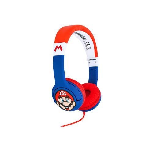 OTL Super Mario - Écouteurs - sur-oreille - filaire - jack 3,5mm - bleu