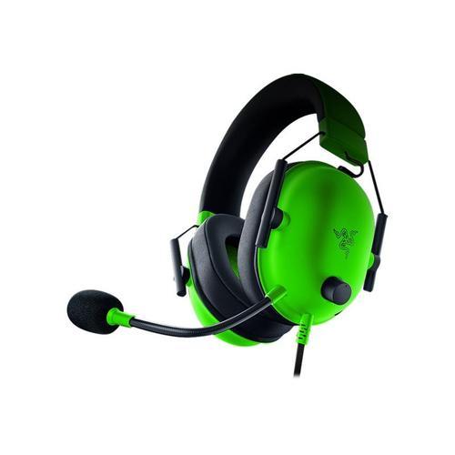 Razer BlackShark V2 X - Micro-casque - circum-aural - filaire - jack 3,5mm - isolation acoustique - vert rasoir