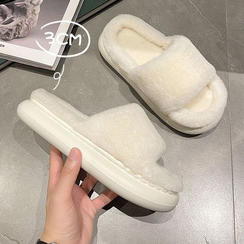 Pantoufles D'hiver Fondpais En Fourrure Pour Femmes, Chaussures Plateforme Souple, En Coton, Chaudes, Pour Intérieur Et Intérieur,