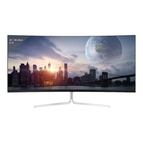 LC Power LC-M34-UWQHD-100-C-V2 - Écran LED - incurvé - 34" - 3440 x 1440 UWQHD @ 100 Hz - VA - 300 cd/m² - 3000:1 - 4 ms - 3xHDMI, DisplayPort - blanc, argent