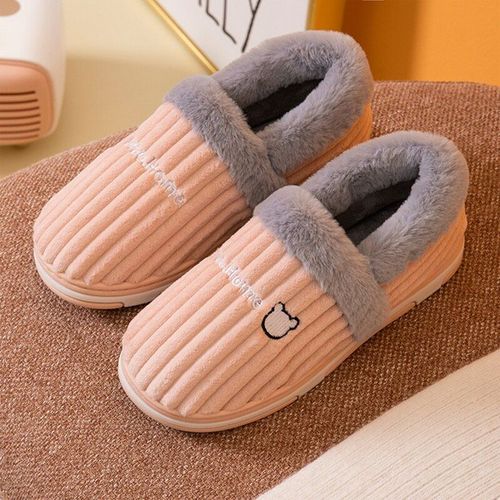 Pantoufles D'hiver Chaudes En Peluche Pour Femmes, Intérieur En Coton, Chat Mignon, Chaussures Plates, Talon Plat Peu Profond Etpais, Bout Rond