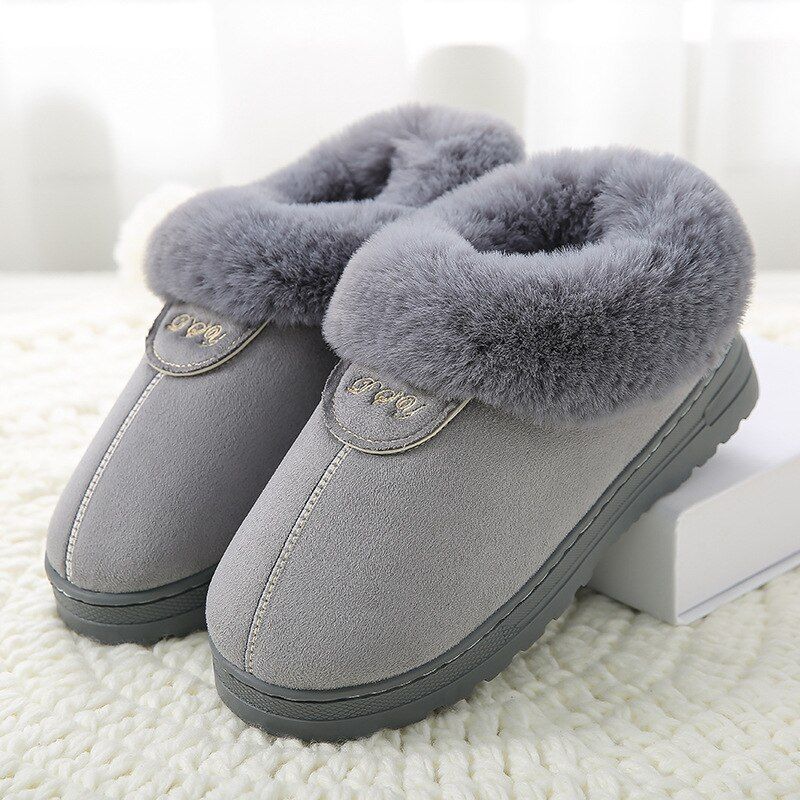 Pantoufles D'hiver En Coton Et Daim, Chaussures De Sol Chaud...