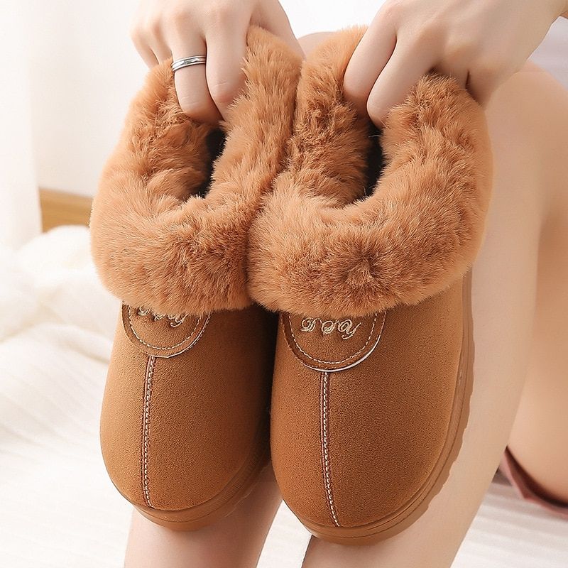 Pantoufles D'hiver En Coton Et Daim, Chaussures De Sol Chaud... - 5