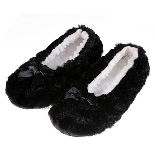 Pantoufles D'hiver En Coton Pour Femmes, Chaussures Chaudes, Antidérapantes, Pour La Maison, Avec N¿ud En Perles, Plates