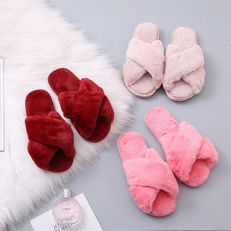 Pantoufles D'hiver En Fausse Fourrure Pour Femme, Chaussures... - 3