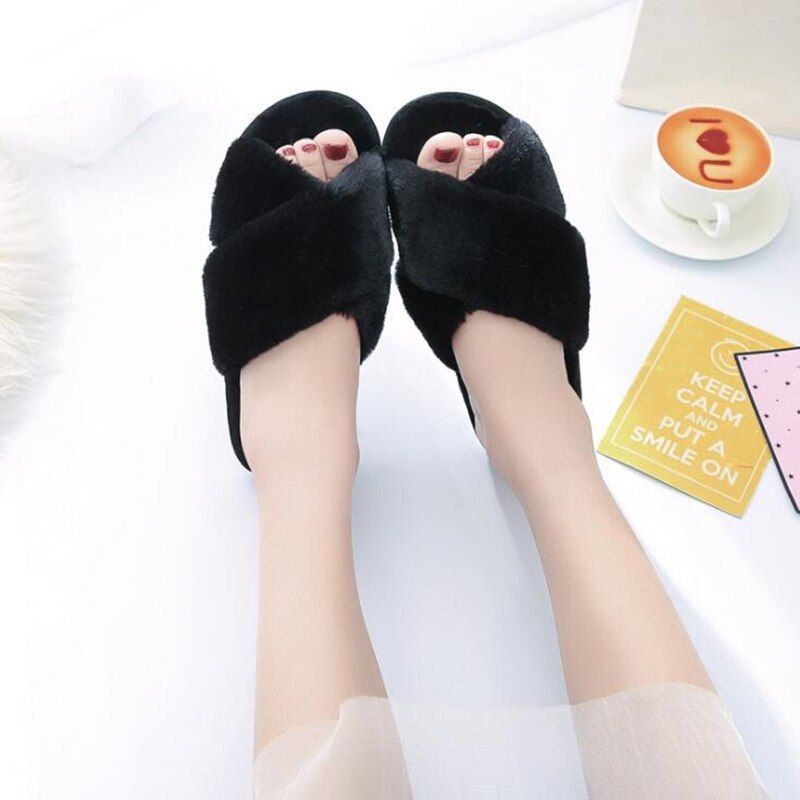 Pantoufles D'hiver En Fausse Fourrure Pour Femme, Pantoufles... - 2