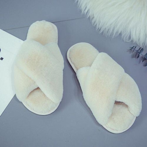 Pantoufles D'hiver En Fausse Fourrure Pour Femme, Pantoufles Chaudes La Mode, Chaussures Plates Femme, Pantoufles De Maison