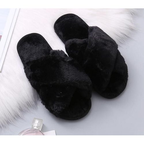 Pantoufles D'hiver En Fausse Fourrure Pour Femmes, Chaussures Chaudes La Mode, Livraison Directe, Sans Lacet
