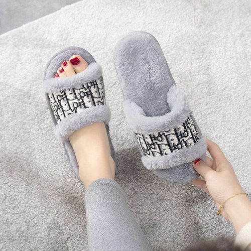 Pantoufles D'hiver En Fausse Fourrure Pour Femmes, Chaussures Plates Et Chaudes