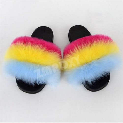 Pantoufles D'hiver En Fausse Fourrure Pour Femmes, Nouvelles Sandales Pelucheuses Ettonnantes Pour Filles, Chaussures Décontractées