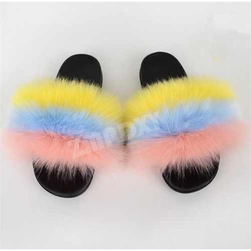 Pantoufles D'hiver En Fausse Fourrure Pour Femmes, Nouvelles Sandales Pelucheuses Ettonnantes Pour Filles, Chaussures Décontractées