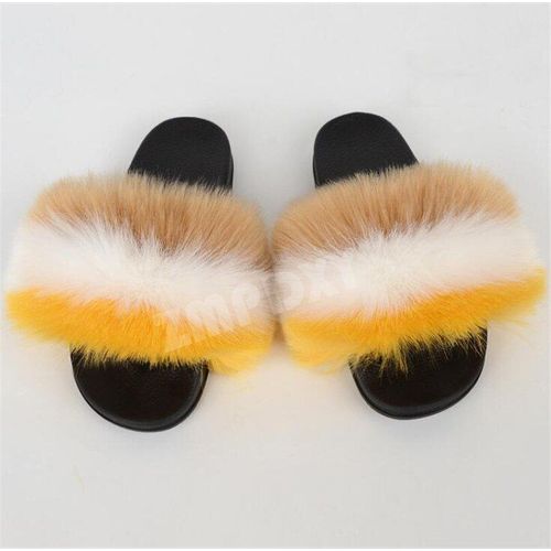 Pantoufles D'hiver En Fausse Fourrure Pour Femmes, Nouvelles Sandales Pelucheuses Ettonnantes Pour Filles, Chaussures Décontractées