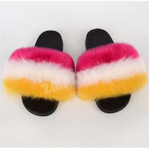 Pantoufles D'hiver En Fausse Fourrure Pour Femmes, Nouvelles Sandales Pelucheuses Ettonnantes Pour Filles, Chaussures Décontractées