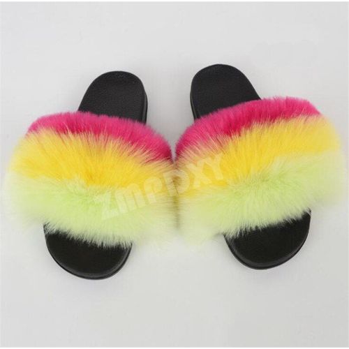 Pantoufles D'hiver En Fausse Fourrure Pour Femmes, Nouvelles Sandales Pelucheuses Ettonnantes Pour Filles, Chaussures Décontractées